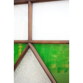 ダイアカット緑色ガラス戸 4枚1組　GD1073 