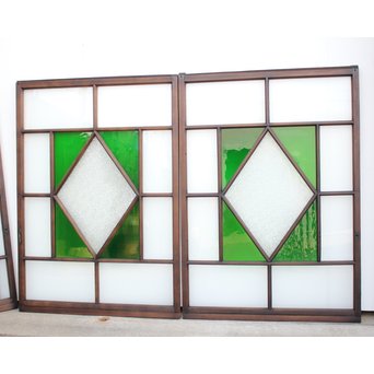 ダイアカット緑色ガラス戸 4枚1組　GD1073 