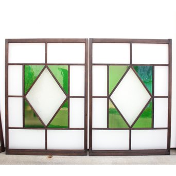 ダイアカット緑色ガラス戸 4枚1組　GD1073 A裏