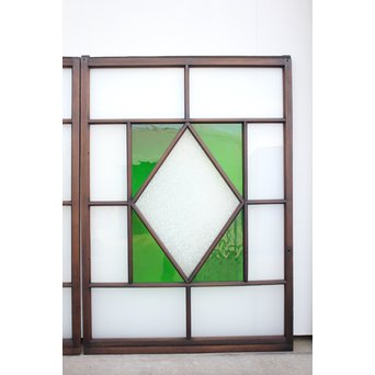 ダイアカット緑色ガラス戸 4枚1組　GD1073 