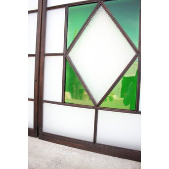 ダイアカット緑色ガラス戸 4枚1組　GD1073 