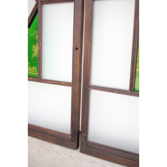 ダイアカット緑色ガラス戸 4枚1組　GD1073 