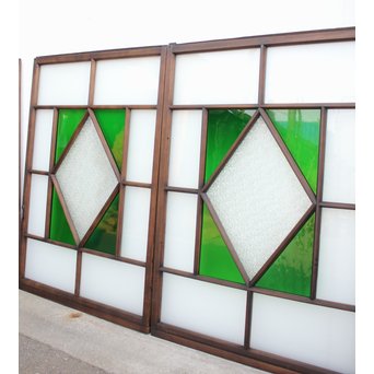 ダイアカット緑色ガラス戸 4枚1組　GD1073 