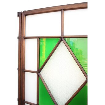 ダイアカット緑色ガラス戸 4枚1組　GD1073 