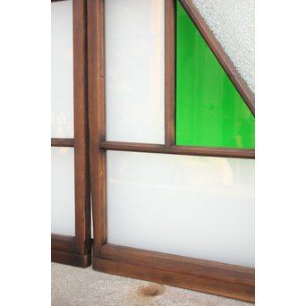 ダイアカット緑色ガラス戸 4枚1組　GD1073 