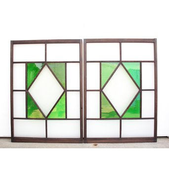 ダイアカット緑色ガラス戸 4枚1組　GD1073 B裏