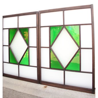ダイアカット緑色ガラス戸 4枚1組　GD1073 