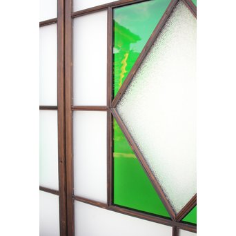 ダイアカット緑色ガラス戸 4枚1組　GD1073 