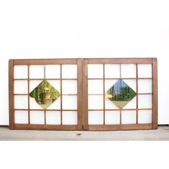 薔薇型色ガラス戸 2枚1組　GD1074Y 