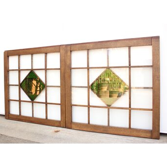 薔薇型色ガラス戸 2枚1組　GD1074Y 