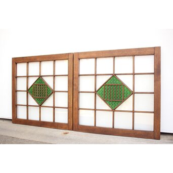 薔薇型色ガラス戸 2枚1組　GD1074Y 