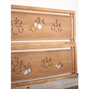 長尺特大 桐透かし欄間 2枚1組　R2213 