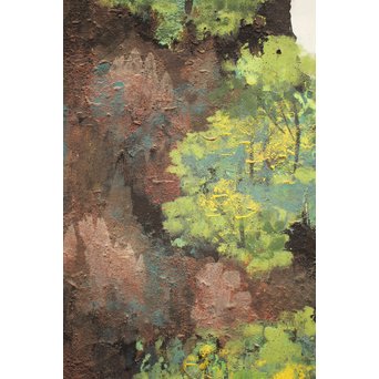 襖絵と毛利桑陰 山水画 両面襖戸 4枚1組　F202 