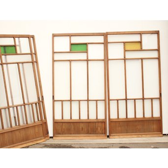 色ガラスの細分ガラス戸 4枚1組　GD1076