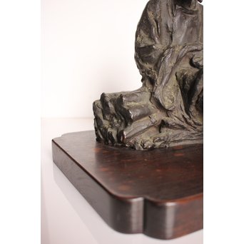 朝倉文夫実兄 渡辺長男 【翁と赤子】ブロンズ像　S3032 