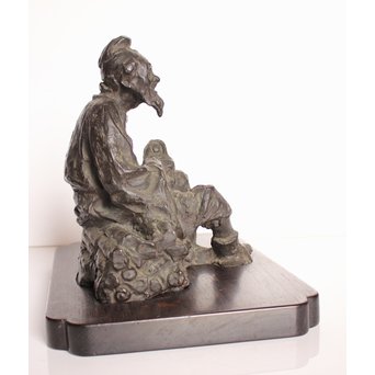 朝倉文夫実兄 渡辺長男 【翁と赤子】ブロンズ像　S3032 