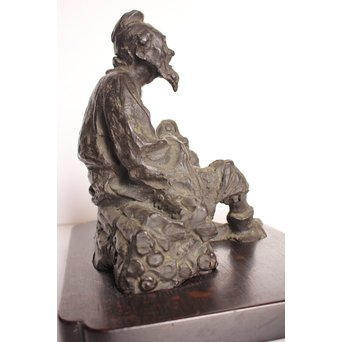 朝倉文夫実兄 渡辺長男 【翁と赤子】ブロンズ像　S3032 