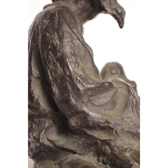 朝倉文夫実兄 渡辺長男 【翁と赤子】ブロンズ像　S3032 