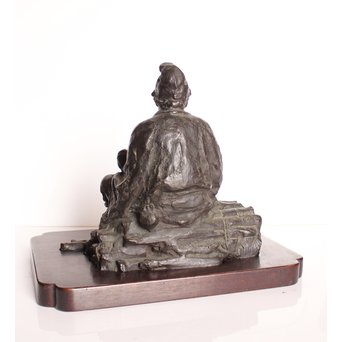 朝倉文夫実兄 渡辺長男 【翁と赤子】ブロンズ像　S3032 