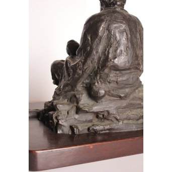 朝倉文夫実兄 渡辺長男 【翁と赤子】ブロンズ像　S3032 