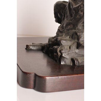 朝倉文夫実兄 渡辺長男 【翁と赤子】ブロンズ像　S3032 