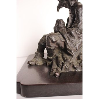 朝倉文夫実兄 渡辺長男 【翁と赤子】ブロンズ像　S3032 