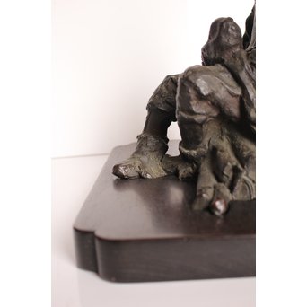 朝倉文夫実兄 渡辺長男 【翁と赤子】ブロンズ像　S3032 