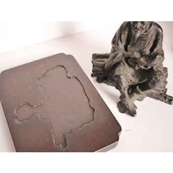 朝倉文夫実兄 渡辺長男 【翁と赤子】ブロンズ像　S3032 