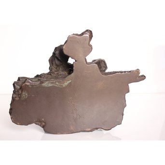 朝倉文夫実兄 渡辺長男 【翁と赤子】ブロンズ像　S3032 