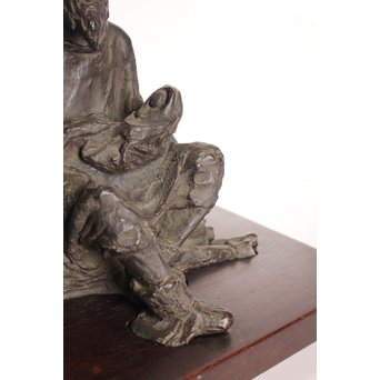 朝倉文夫実兄 渡辺長男 【翁と赤子】ブロンズ像　S3032 