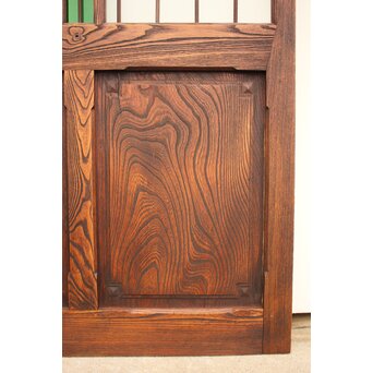 ハイサイズ緑色ガラスの堅木建具 2枚1組　GD1079Y 