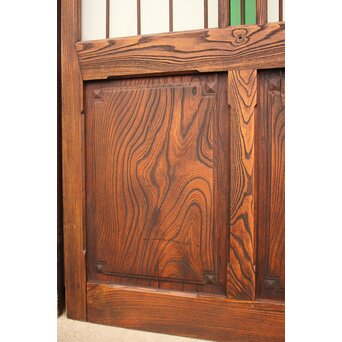 ハイサイズ緑色ガラスの堅木建具 2枚1組　GD1079Y 