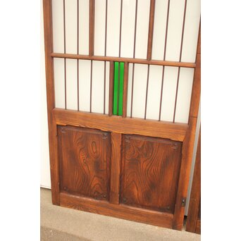 ハイサイズ緑色ガラスの堅木建具 2枚1組　GD1079Y 