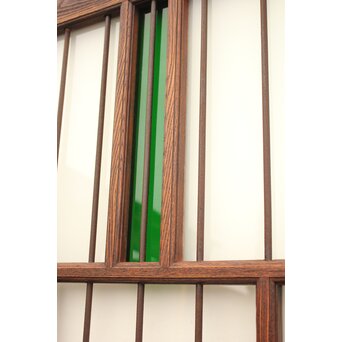 ハイサイズ緑色ガラスの堅木建具 2枚1組　GD1079Y 