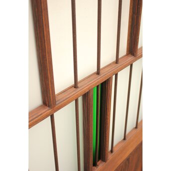 ハイサイズ緑色ガラスの堅木建具 2枚1組　GD1079Y 