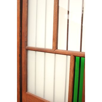 ハイサイズ緑色ガラスの堅木建具 2枚1組　GD1079Y 