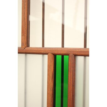 ハイサイズ緑色ガラスの堅木建具 2枚1組　GD1079Y 