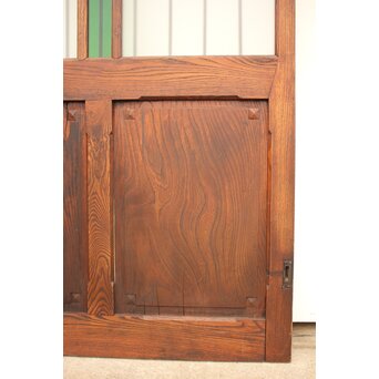 ハイサイズ緑色ガラスの堅木建具 2枚1組　GD1079Y 