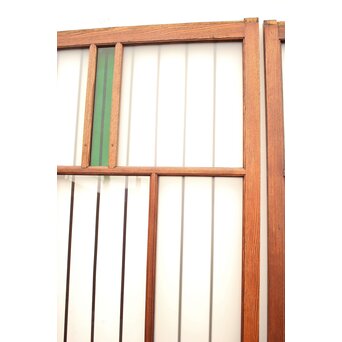ハイサイズ緑色ガラスの堅木建具 2枚1組　GD1079Y 