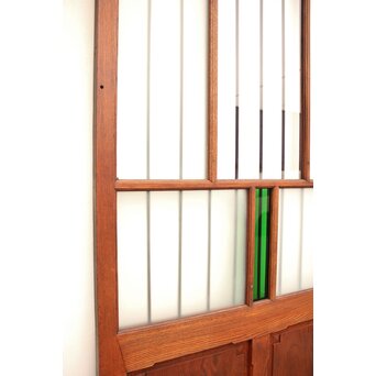 ハイサイズ緑色ガラスの堅木建具 2枚1組　GD1079Y 