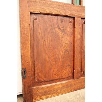 ハイサイズ緑色ガラスの堅木建具 2枚1組　GD1079Y 