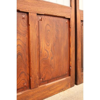 ハイサイズ緑色ガラスの堅木建具 2枚1組　GD1079Y 