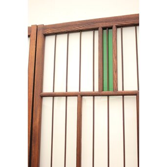 ハイサイズ緑色ガラスの堅木建具 2枚1組　GD1079Y 