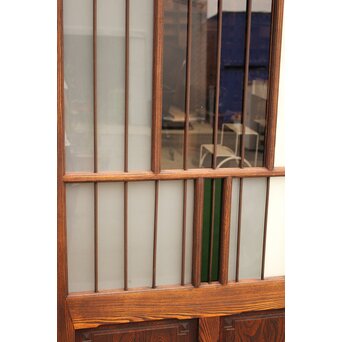 ハイサイズ緑色ガラスの堅木建具 2枚1組　GD1079Y 