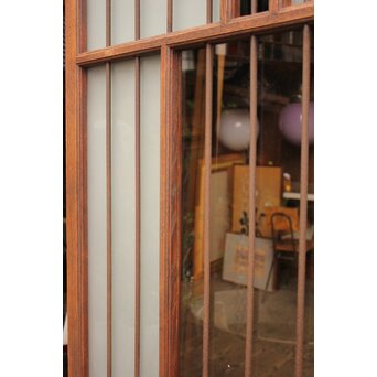 ハイサイズ緑色ガラスの堅木建具 2枚1組　GD1079Y 