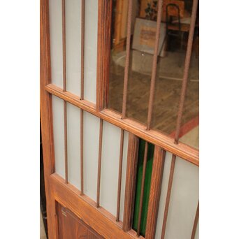 ハイサイズ緑色ガラスの堅木建具 2枚1組　GD1079Y 