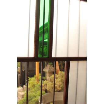ハイサイズ緑色ガラスの堅木建具 2枚1組　GD1079Y 