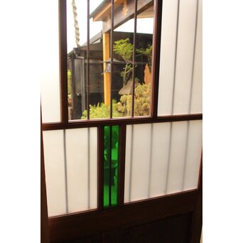 ハイサイズ緑色ガラスの堅木建具 2枚1組　GD1079Y 