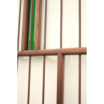 ハイサイズ緑色ガラスの堅木建具 2枚1組　GD1079Y 