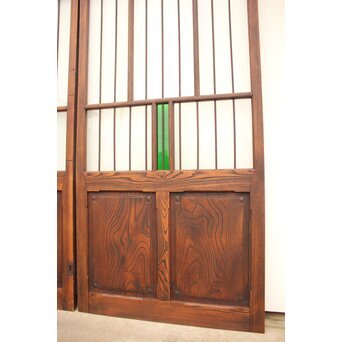 ハイサイズ緑色ガラスの堅木建具 2枚1組　GD1079Y 